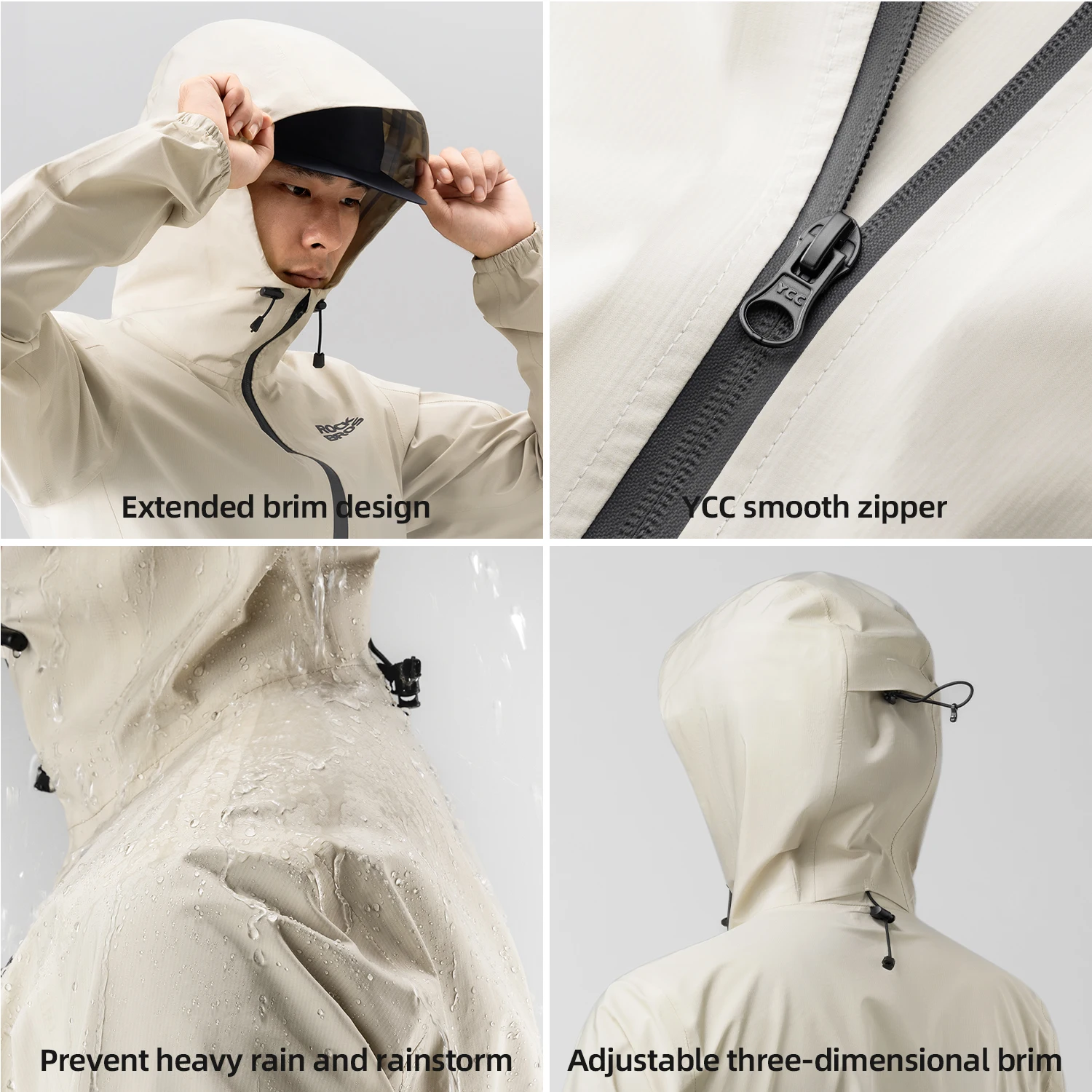 ROCKBROS Windbreaker Waterproof Anti-Heavy Rain Jacket Windbreaker Mountain Road Bike Riding Outdoor Raincoat Jacket Men Women