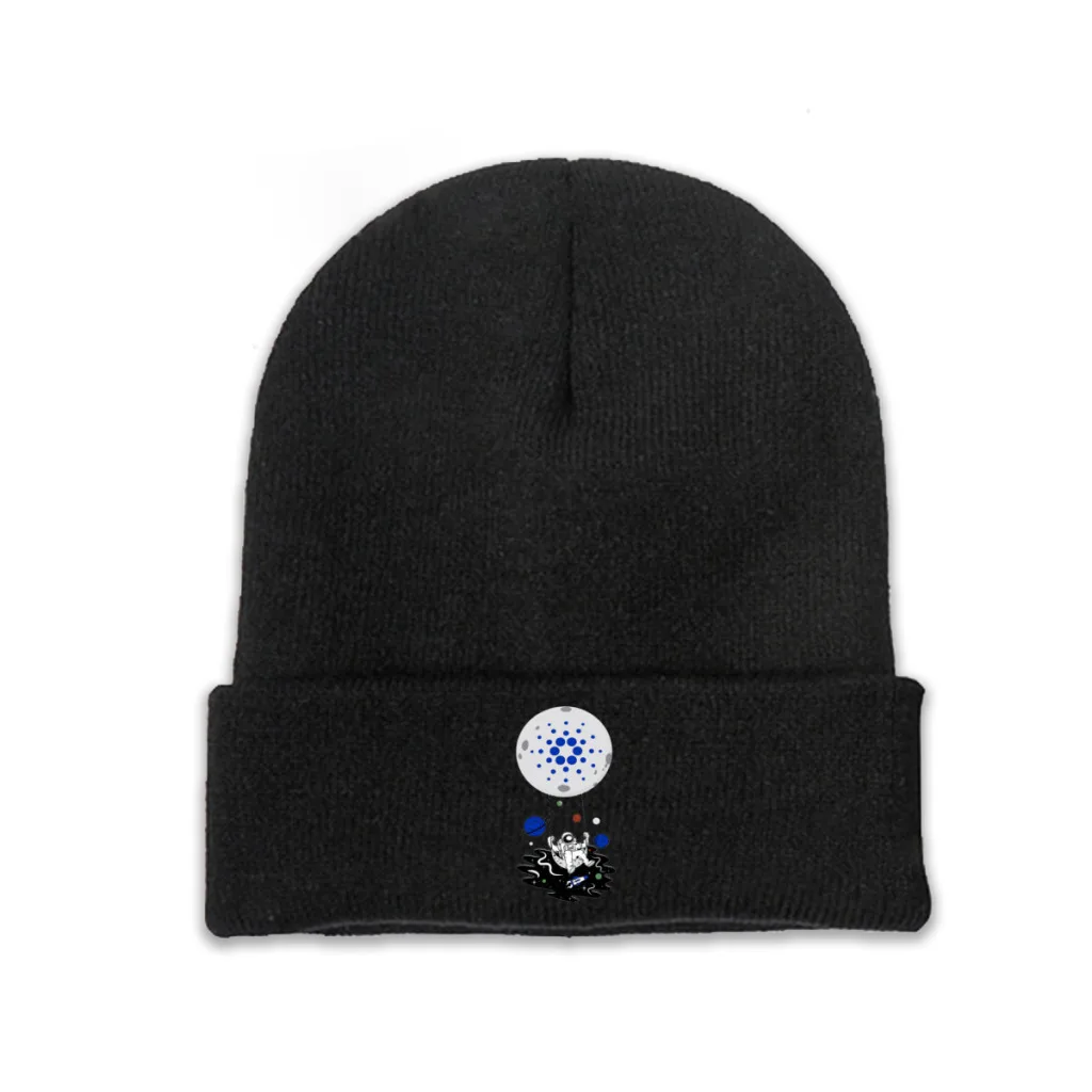 

To the Moon Knitted Skullies Bonnet Cryptocurrency Cardano Outdoor Winter Warm Beanie Unisex Caps Adults Elastic Hats