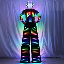 Future Full color LED Robot Suit Colorful luminous Glowing Wears Dancing Costumes Model Show Dress Clothes DJ Bar Performance