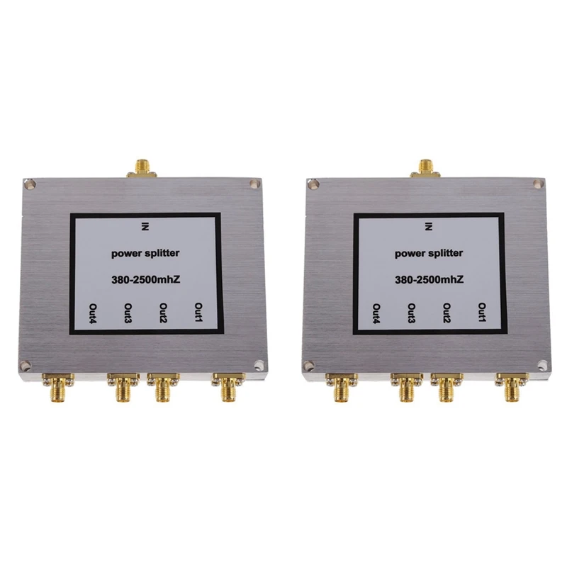 

2X 4 Way SMA Power Splitter 380Mhz-2500Mhz,SMA Female Power Divider Signal Cable Splitter Female Divider