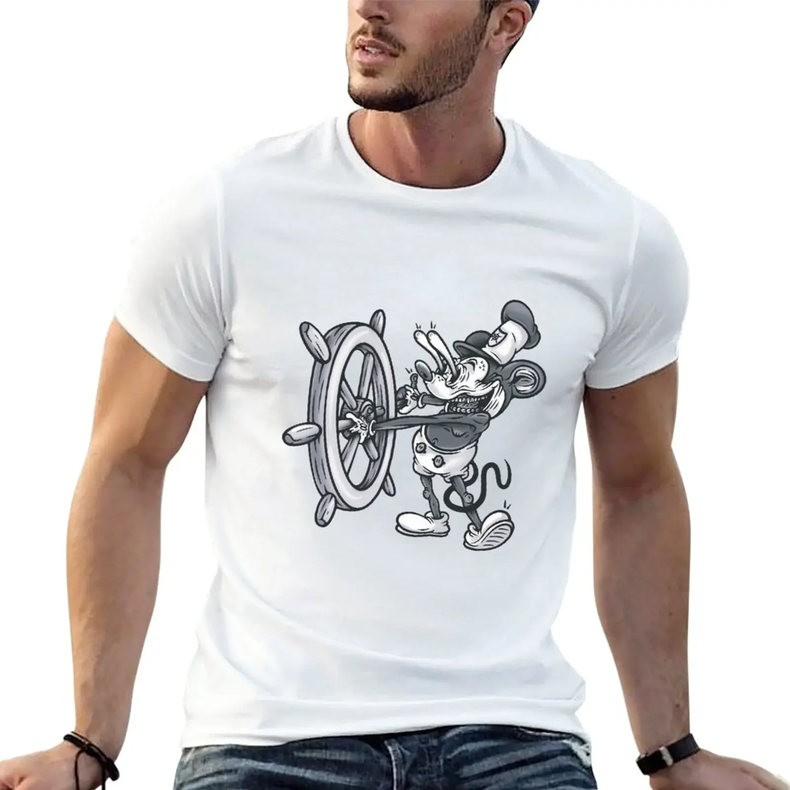 Kreepy Willy On The Steamboat T-Shirt Anime Clothes Plain Mens Workout Shirts