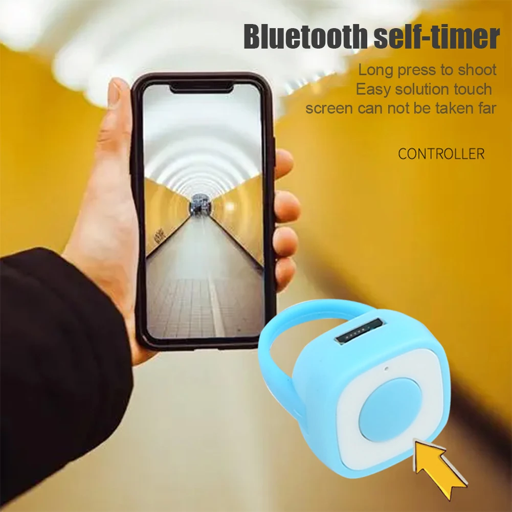 Rechargeable Wireless Bluetooth Shutter Release Button Mini Fingertip Ring Remote Control Phone Selfie Controller Self-Timer