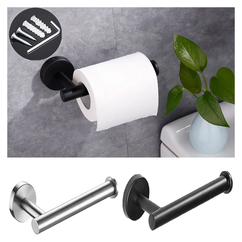 Toilet Paper Holder Toilet Paper Rack Toilet Roll Holder Tissue Holder No Drill Toilet Paper Holder SUS304 Wall Mount Punch Stainless Steel Towel Bar Ring Tissue Roll Dispenser For Bathroom Kitchen