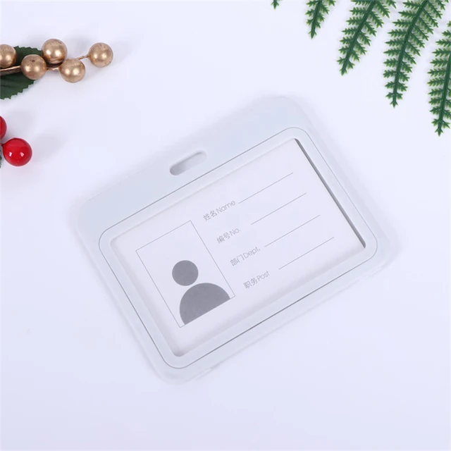 Cheap Transparent Credential Badge Holder Lanyard for Business Meeting Visiting Hang Pass Tag ID Card Candy Color Protector Case H-White