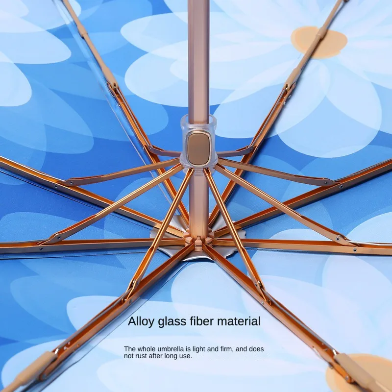 Folding Umbrella Sunshade Folding Umbrella for Women Thickened Titanium Silver Cloths Anti Sun UV Windproof Waterproof Rain Umbrellas Parasol