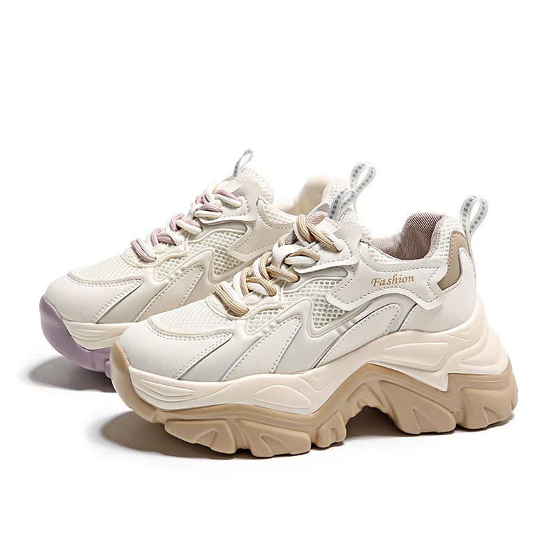 

High Platform Sneakers Woman Casual Breathable Mesh Chunky Shoes New Female Sports Sneakers Women Summer Vulcanize Dad Shoes 8CM
