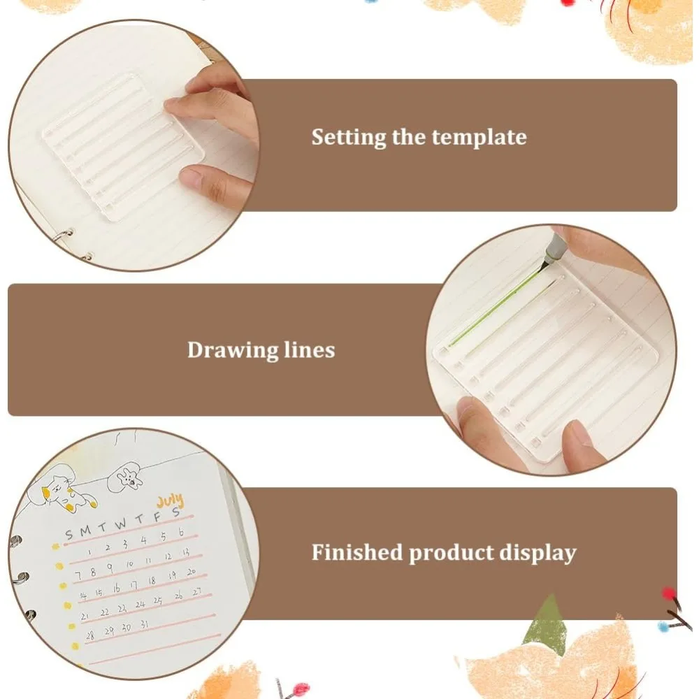 5Pcs Acrylic Calendar Stencil Template, Journal Painting Stencils, Square Grid Round Grid Round Dot Reusable Stencils
