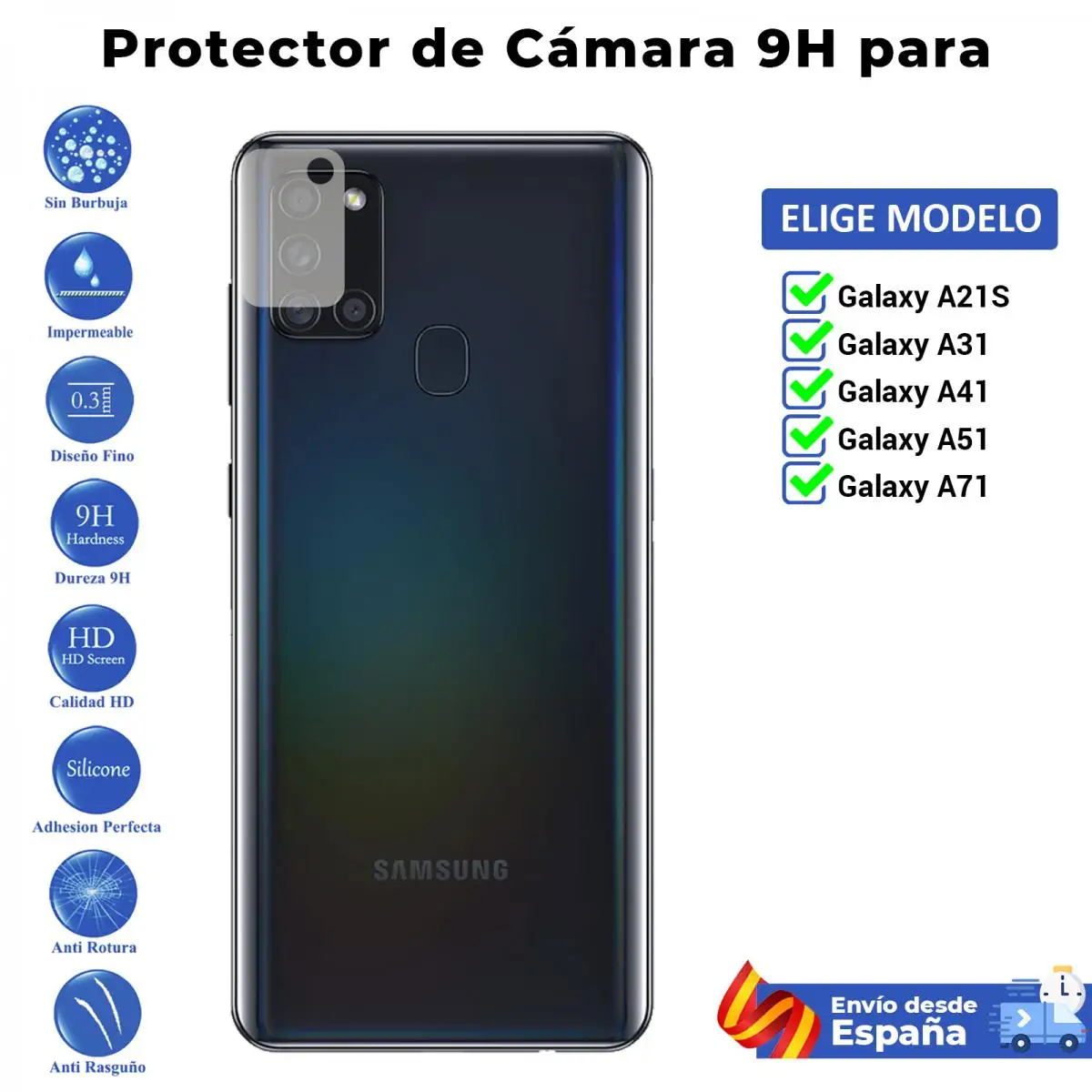 3X Protector Camara Per Samsung Galaxy A21S A41 A31 A51 A71
