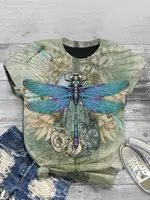 Papillon libellule motif impression 3D T-Shirts femmes manches courtes t-shirt Streetwear Y2k Harajuku T-Shirts hauts vêtements féminins 3