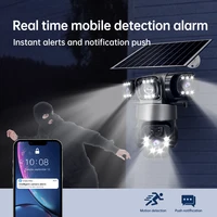 V380 15MP 4G SIM caméra solaire extérieure Triple objectif trois écrans Audio bidirectionnel suivi automatique caméra de sécurité CCTV Surveillance PTZ 6
