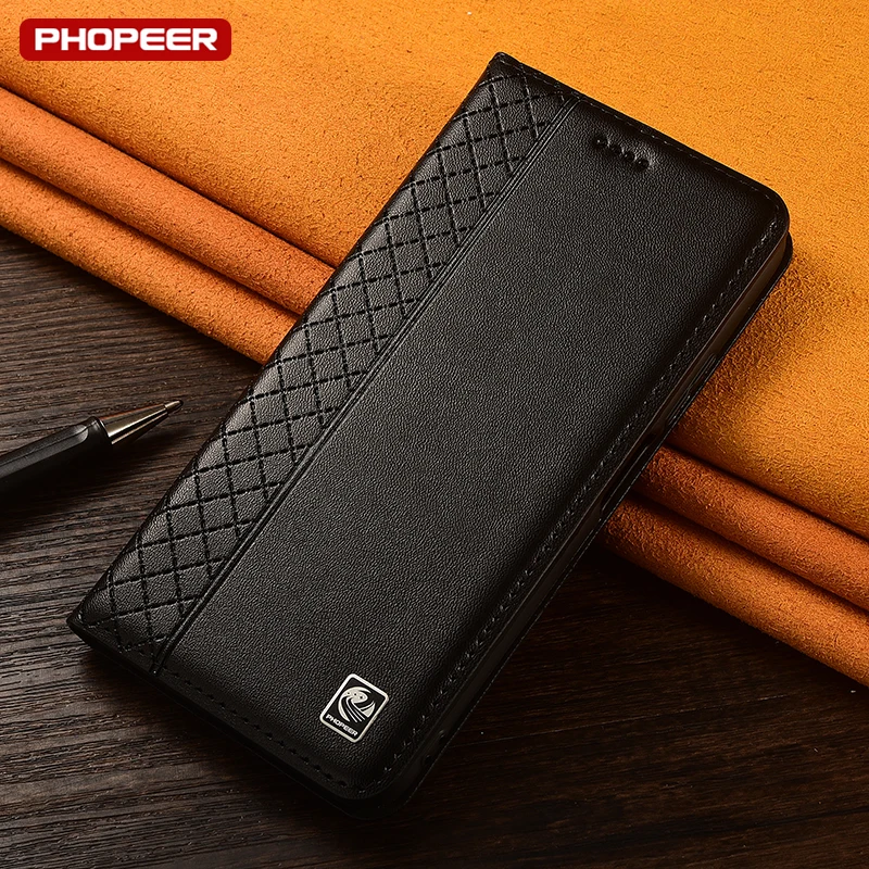 Luxury Retro Genuine Leather Flip Case with Kickstand - Premium Phone Cover
