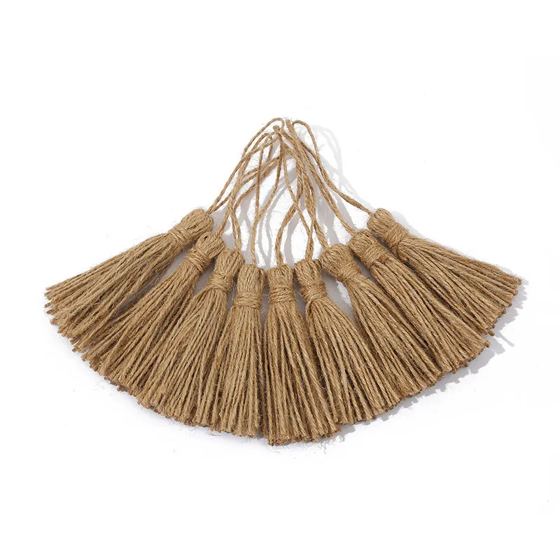 6pcs or 12pcs 9cm Tassel With 6cm String Retro Style Artificial Jute