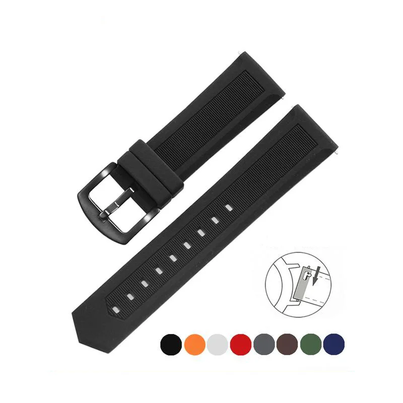 

PEIYI Universal Silicone Watchband Suitable For Longines Casio Seiko Breitling Heuer Rubber Bracelet 18/20/22mm