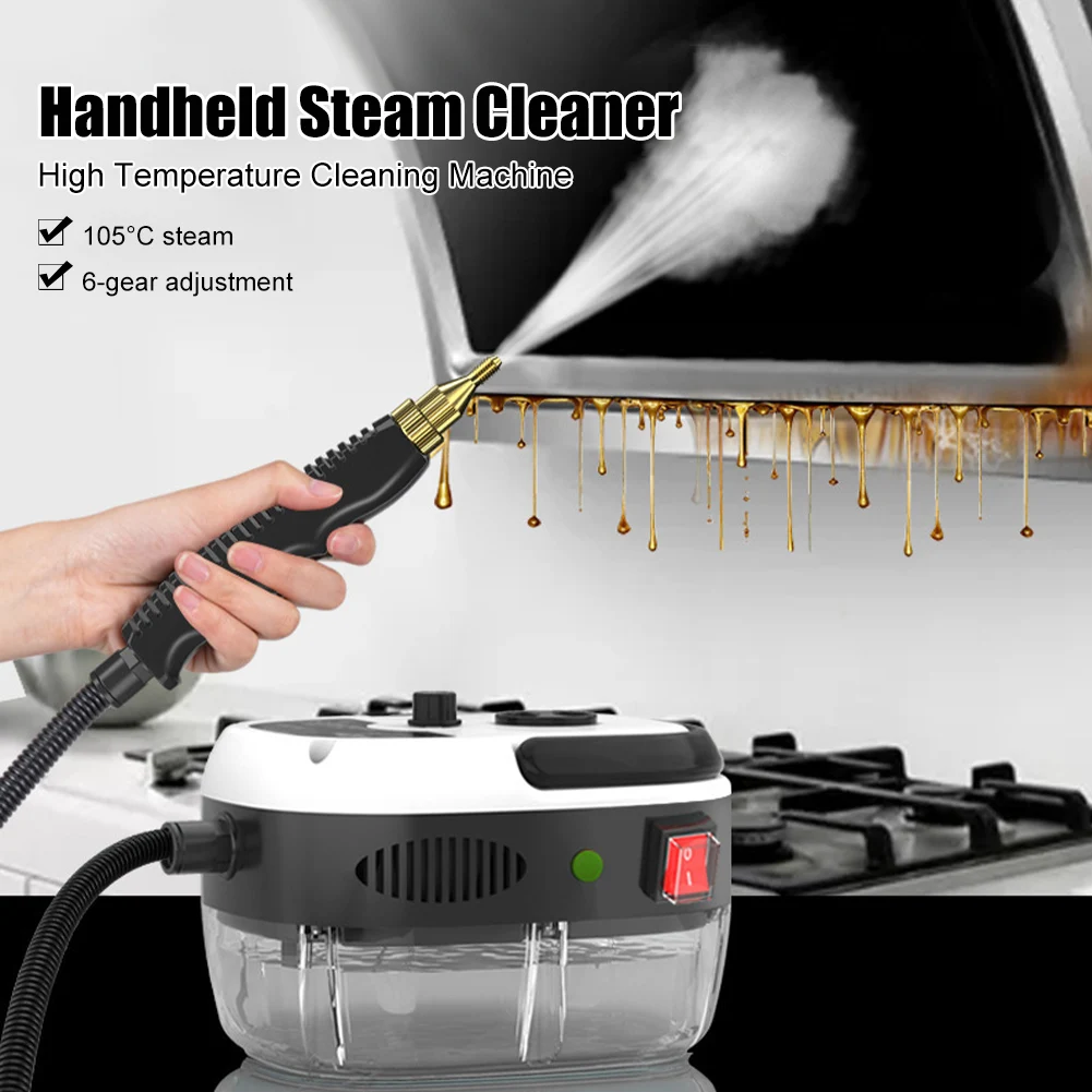 

2500W Handheld Steam Cleaner 105°C High Temperature 3BAR High Pressure Steam Cleaning Machine for Range Hood A/C Fridge Carpet