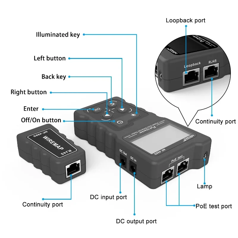 NOYAFA NF-488 LCD Network PoE Checker Over The Ethernet cat5 cat6 Lan Cable Tester Loop Test Tool 5