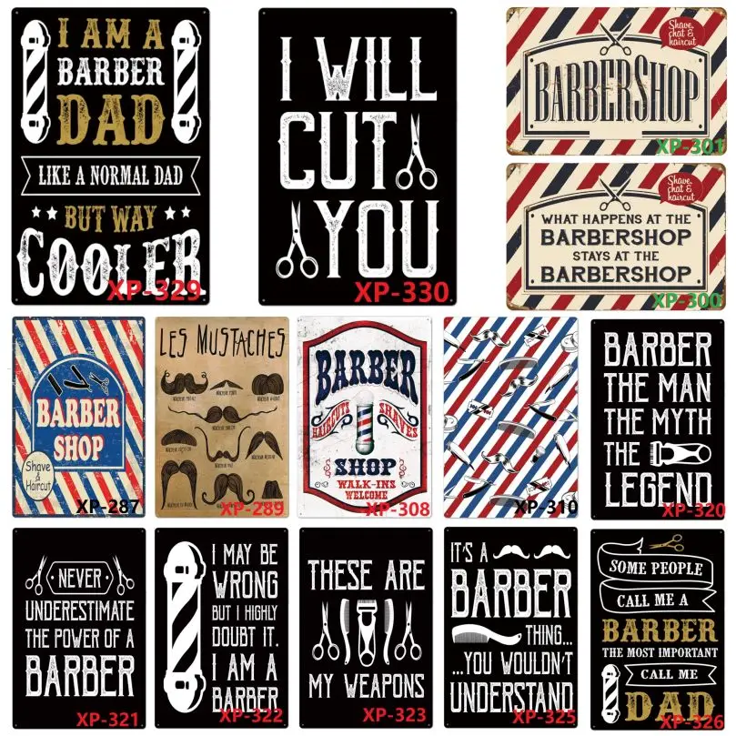 

AM A BARBER DAD Logo Vintage Metal Poster