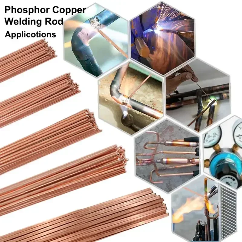 1-3mm Phosphor Coppers Welding Rods Round/Flat Electrode Soldering For Brazing Repair Rod 40/50cm Length