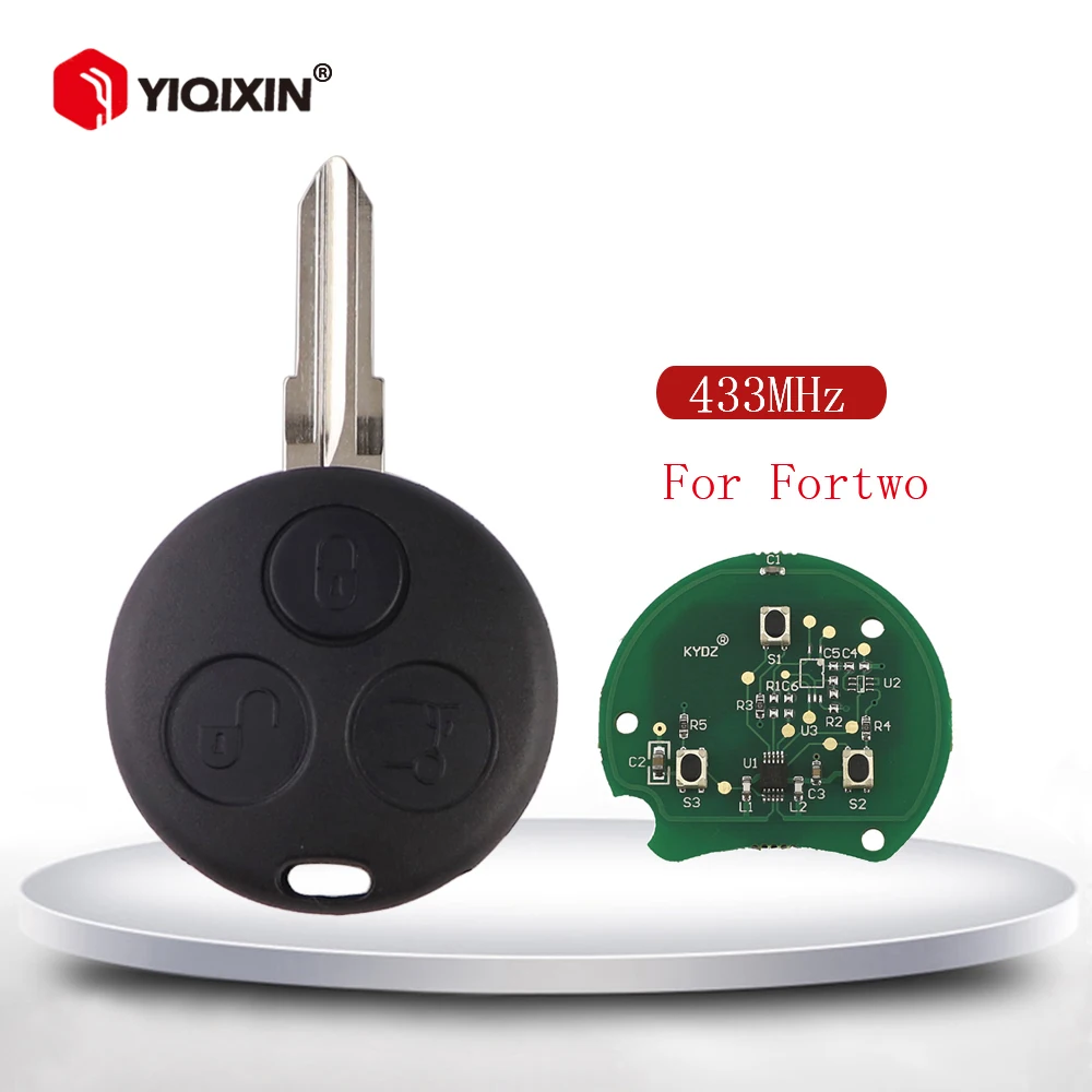 Yiqixin 3 Pulsanti Chiave Per Auto A Distanza Per Mercedes Benz Smart Fortwo 450 City Coupe Roadster Forfour Roadster Chiave 1998-2006 433Mhz