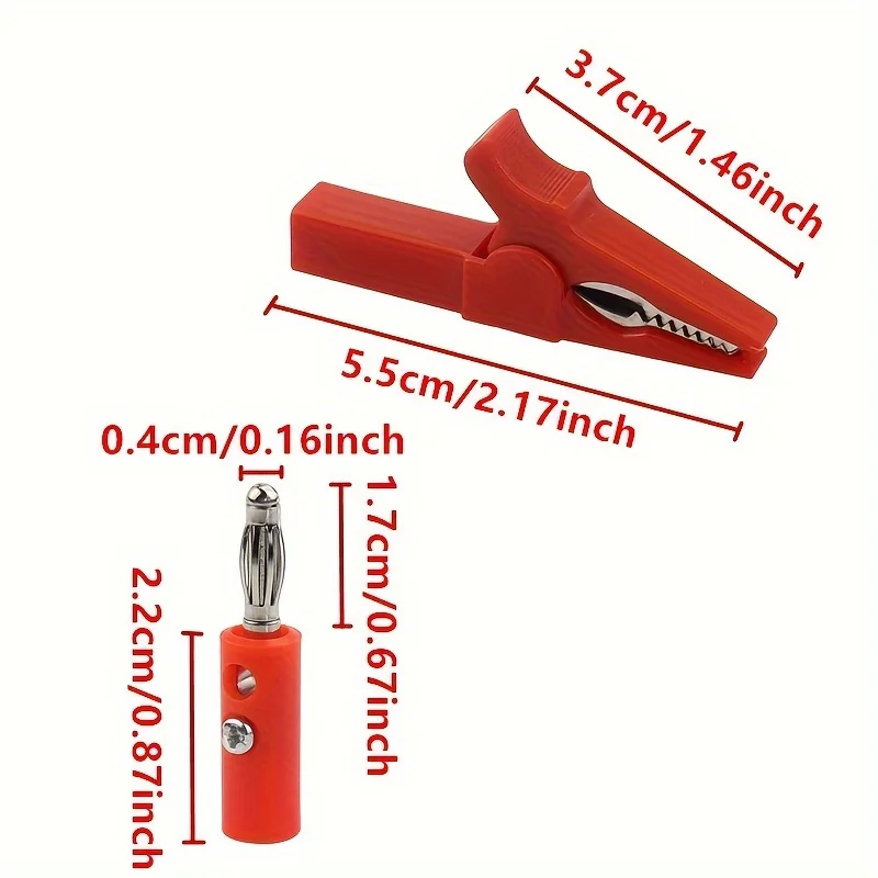 55MM Alligator Clips with Banana Plugs, Test Probe with 4mm Banana Plug Cable Clips, Strong Grip Clips for Electronics Testing