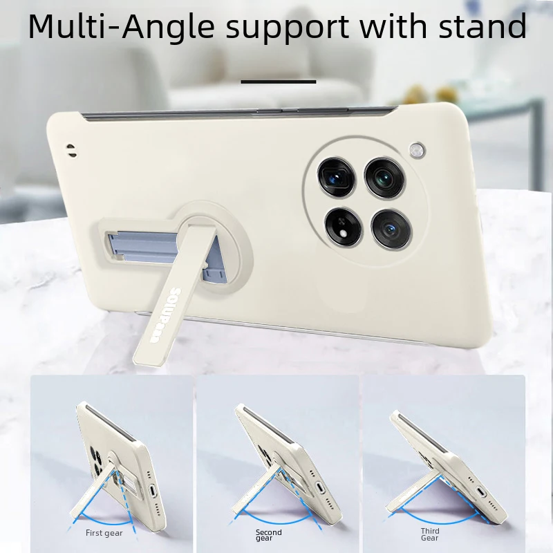 Sleek Frameless Hard Phone Case with Holder & Screen Protector