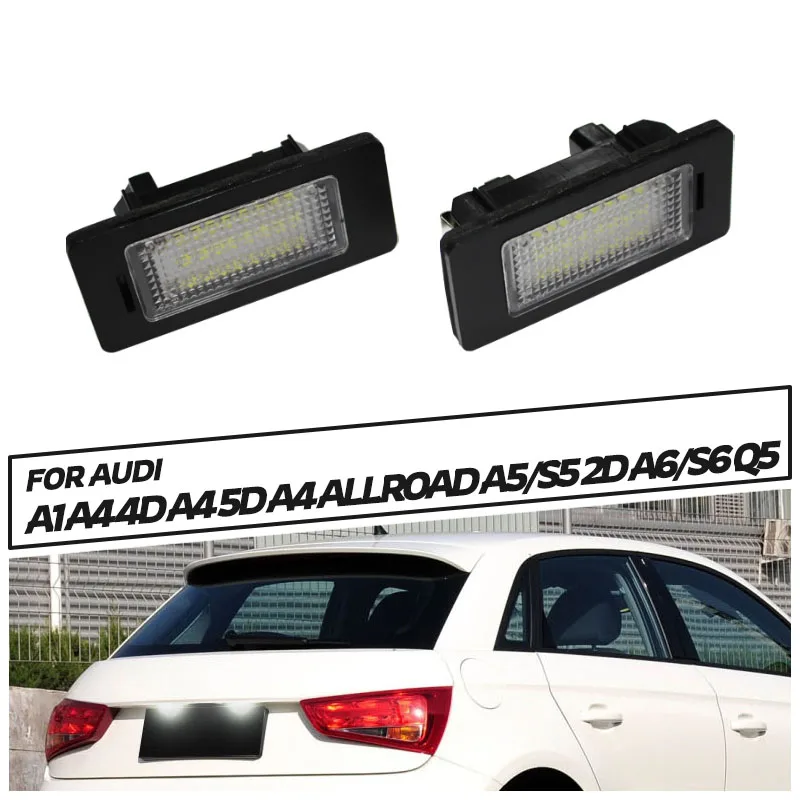 

2PCS Car No Error Canbus Led License Number Plate Lights Bulb For Audi A1 A4 B8 A5 S5 A6 S6 A7 Q5 TT TTS 2D For VW 6000K White