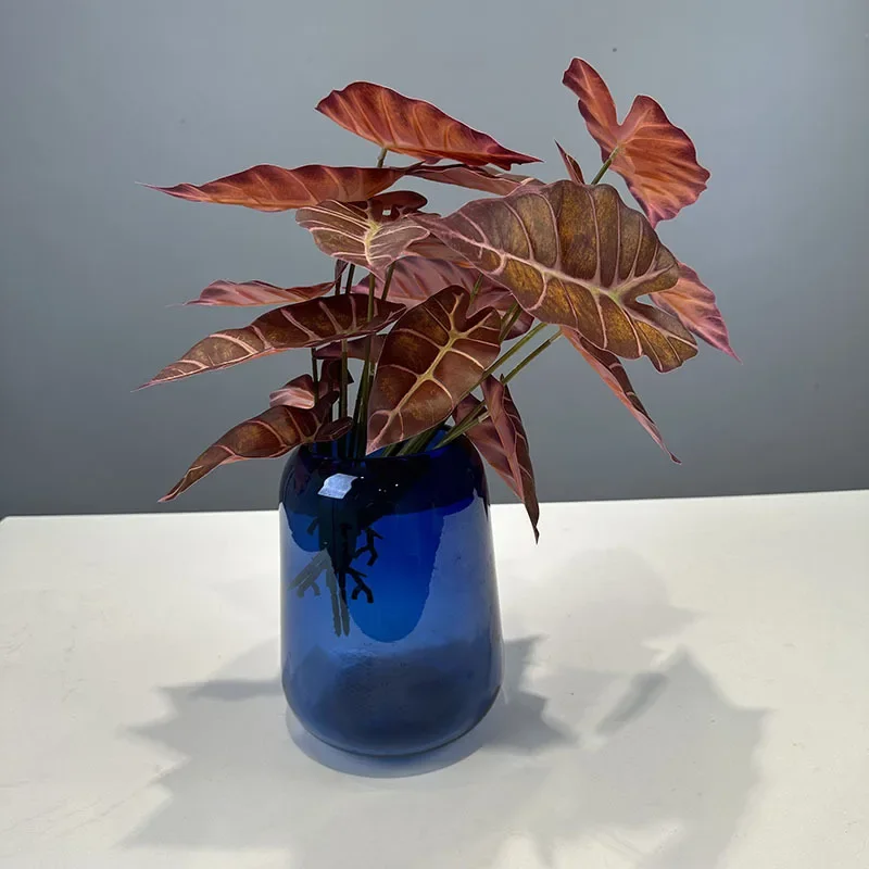 

Декор для дома, искусственные зеленые растения, Пластиковый черный павлин, листья, свадебное украшение, имитация осеннего цвета, листья Таро, растения, 2 шт.