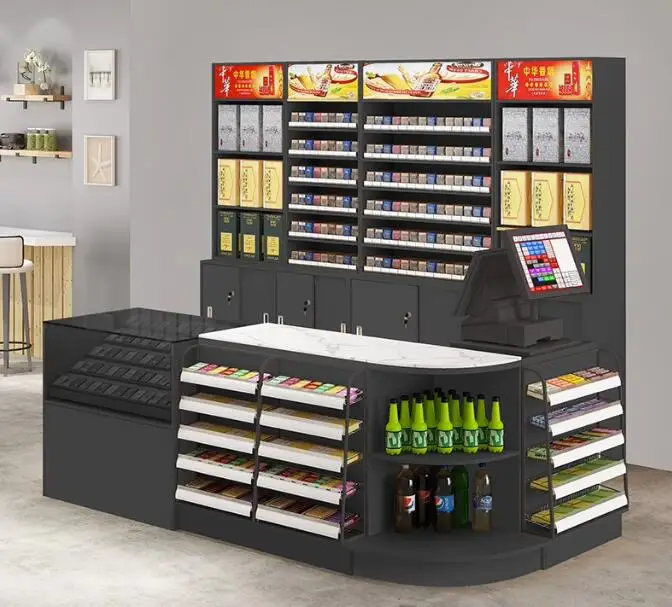 Supermarket cashier tobacco and liquor cabinet combination corner rock plate convenience store tobacco counter cabinet