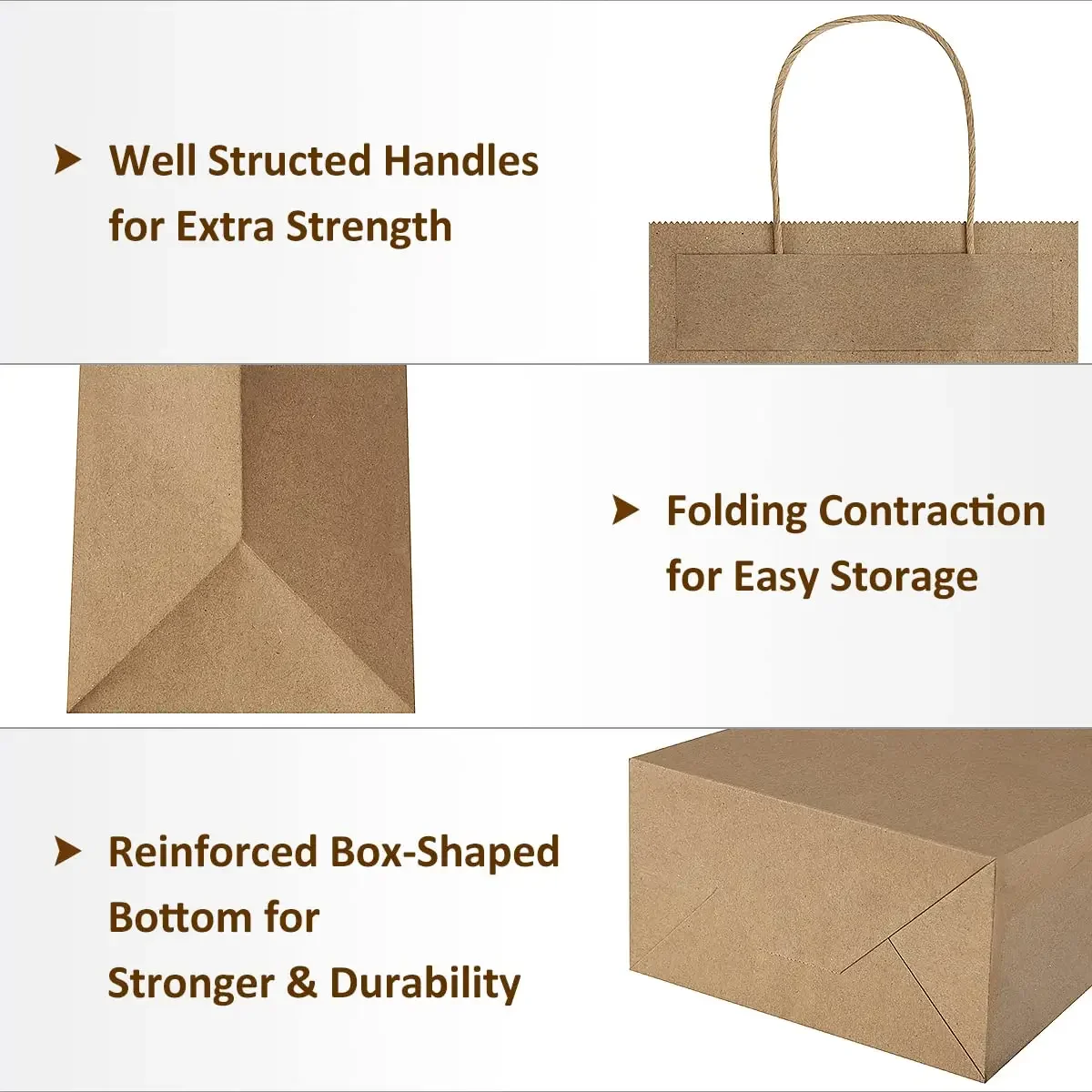20/50PCS Wine Kraft Paper Bags Recyclable Brown Gift Bags Retail Kraft Paper Shipping Bags With Handles Bulk