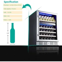 24 Inch Wine Cooler, 46 Bottle - Dual Zone Built-in or Freestanding Fridge with Stainless Steel Reversible Glass Door for Home 2