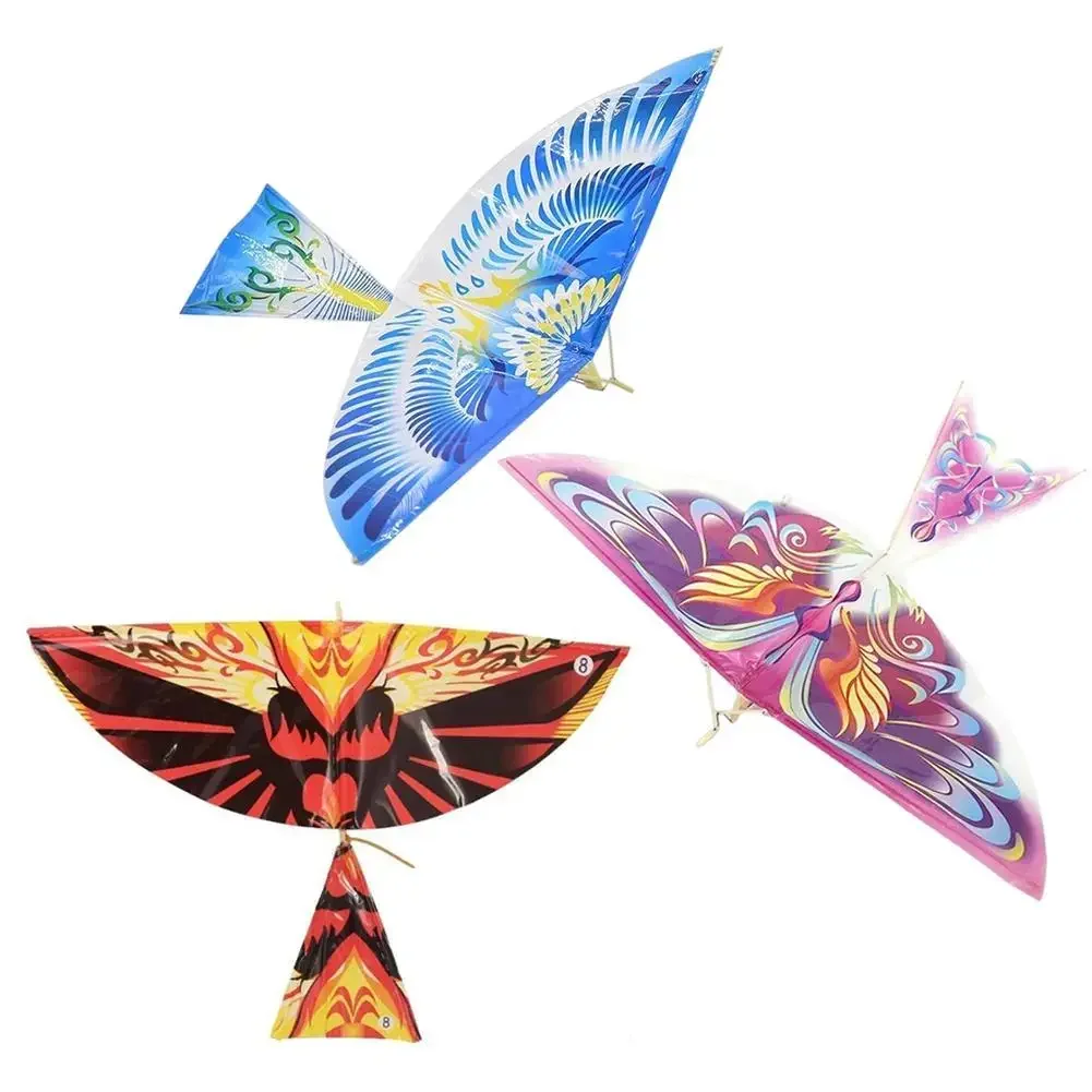 Kids Flying Birds Kite Elastic Rubber Band Powered Flying Birds Kite Funny Kids Toy Outdoor Sports Parent Child Interactive Toys