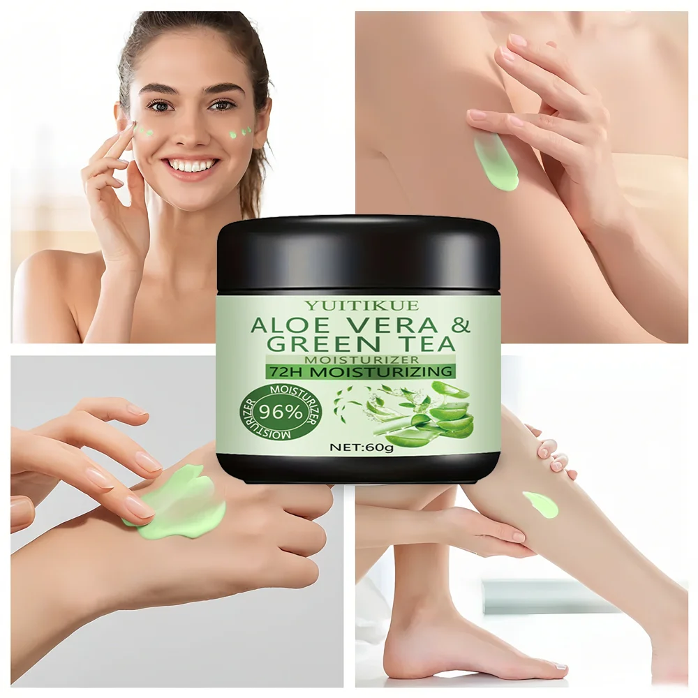 Aloe Vera Green Tea Moisturizing Cream, deeply nourishes the skin, suitable for dry and rough skin, for daily hand and foot care