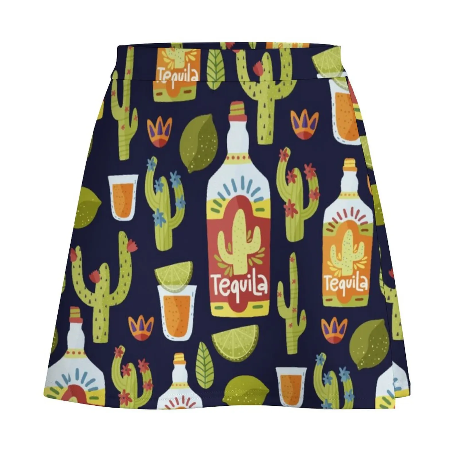 Cinco de Mayo seamless pattern - Tequila lemon and cactus Mini Skirt Woman short skirt night club outfit