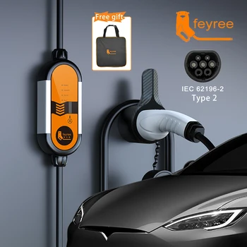 feyree EV Portable Charger Type2 5m Cable 3.5KW 16A IEC62196 Socket 1Phase Type1 j1772 Socket with Schuko Plug for Electric Car 1