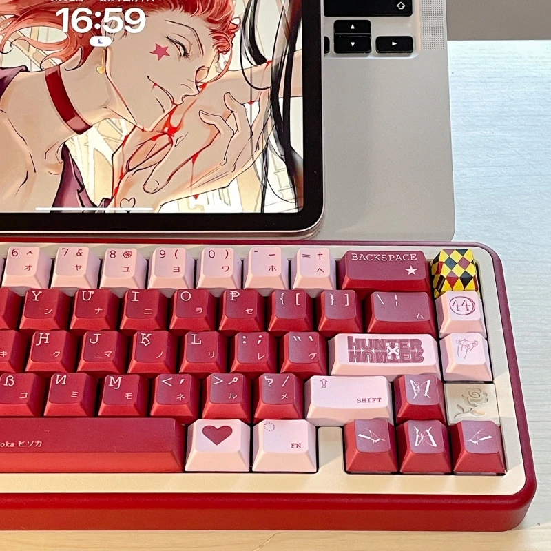 Hunter x Hunter-keycaps Anime dos Desenhos Animados Keycaps Mágico Branco Pbt Dye Subbed Key Caps Hisoka Keycap Perfil Cereja Conjunto - Imagem 2