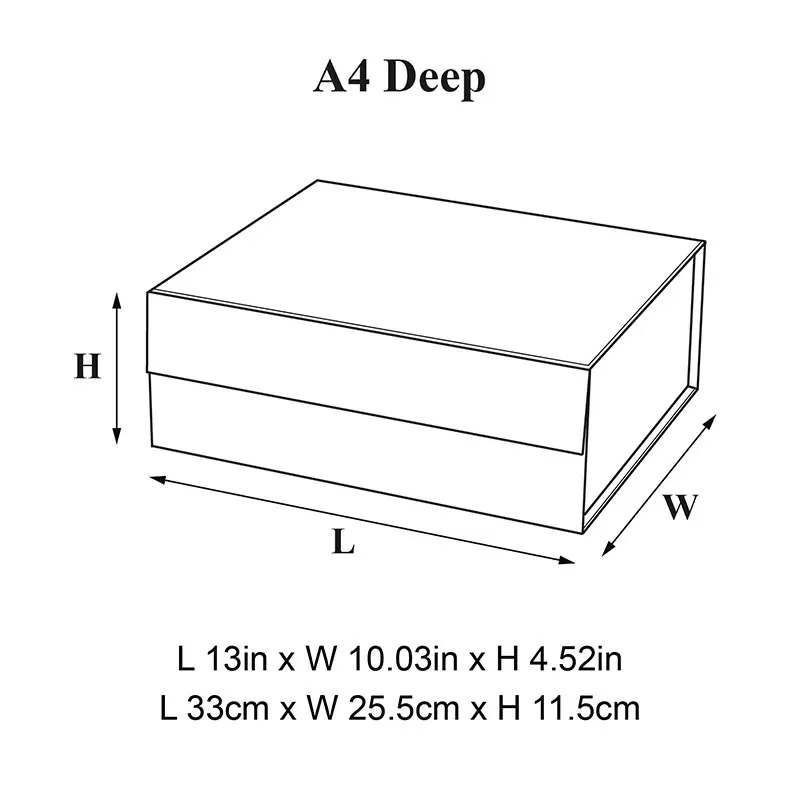 Elegant Black and White Magnetic Closure Luxury Gift Boxes, Deep A4 Size
