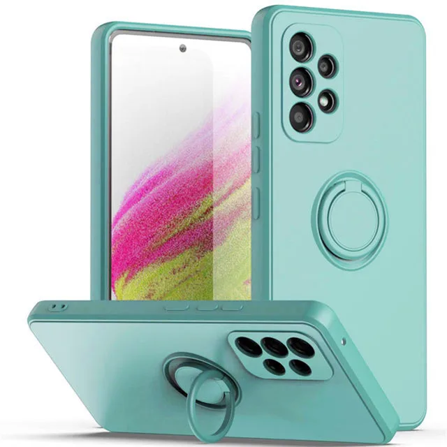 Premium Magnetic Ring Holder Liquid Silicone Case Cover