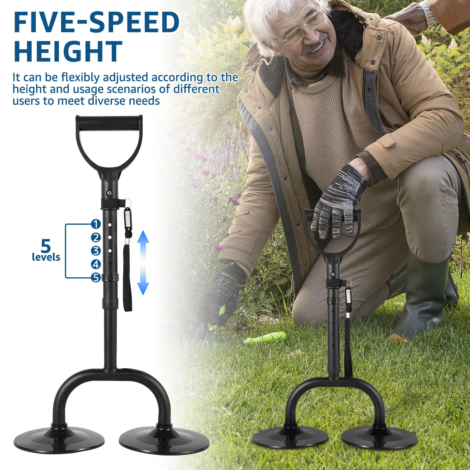 52-60CM Adjustable Mobility Aid Tool Portable Standing Assist Device With Lanyard Lightweight Standing Up Assistance for Elderly