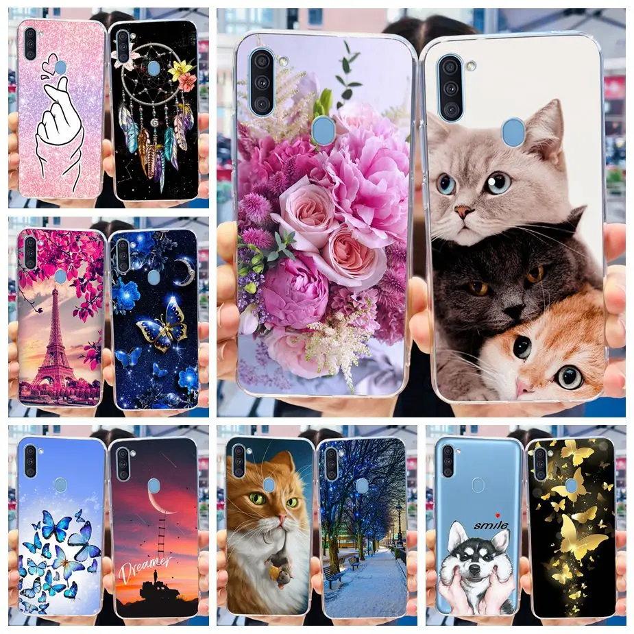 Per Samsung Galaxy A11 Custodia M11 Fiori Alla Moda Cat Painted Cover Custodia Morbida In Silicone Per Samsung A11 M 11 Galaxy M11 Shell