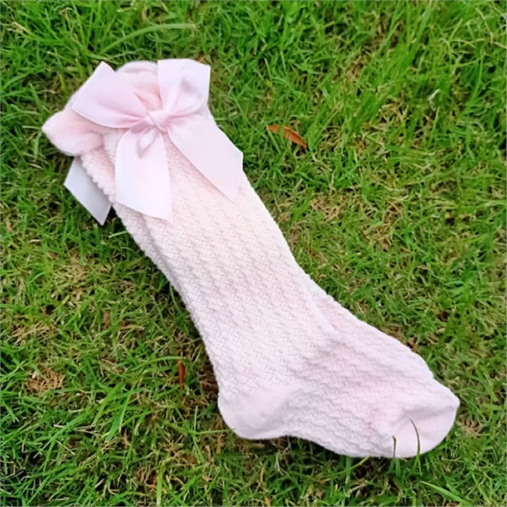 Children Sock Transfer Pure Color Mesh Stockings Hosiery For Hot Style Baby Bowknet Knee High Sock Princess Mesh Socks