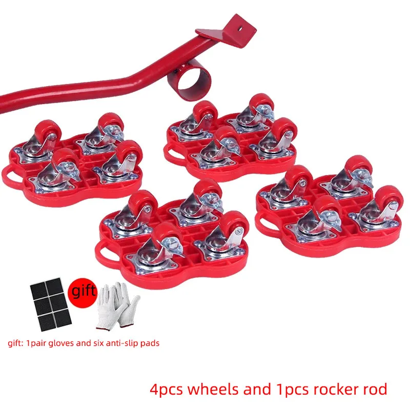 Kit de Ruedas para Mover Muebles Pesados Fácil Rojo