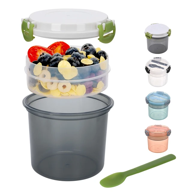 Yogurt Parfait Cup Meal Container Jars With Topping Compartment For Cereal  Travel Container Kitchen Meal Cup With Lids For - AliExpress