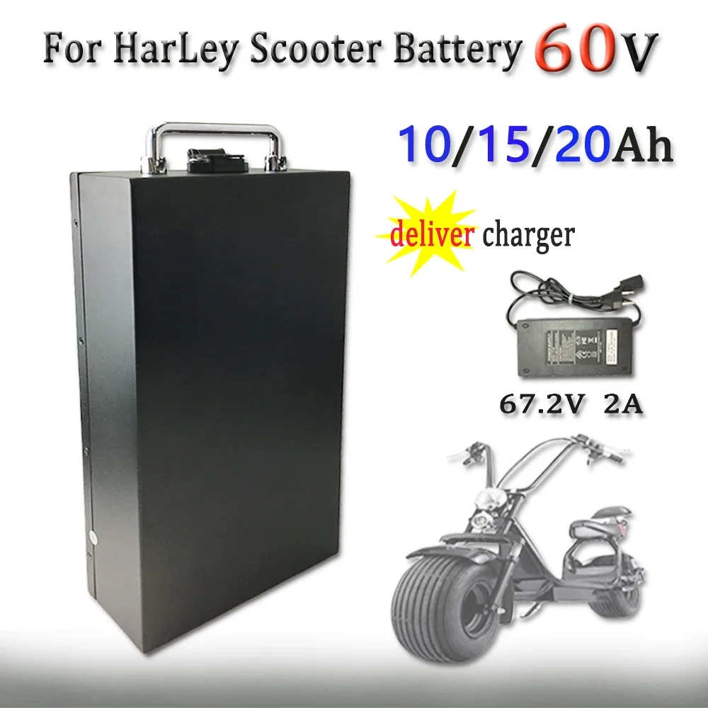 

For Harley Electric Car Lithium Battery Waterproof Battery 60V 10/15/20Ah For Two Wheel Foldable Electric Scooter Bicycle
