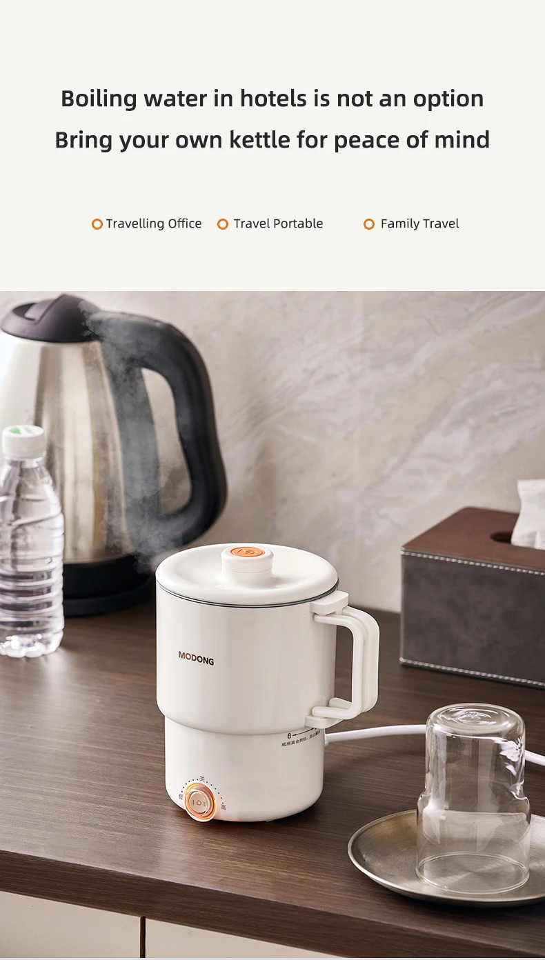 800ml Folded Electric Kettle Portable Cooking Pot Multicooker Travel Kettles TeaPot Heating Cup 304 Stainless Steel Slow Cooker