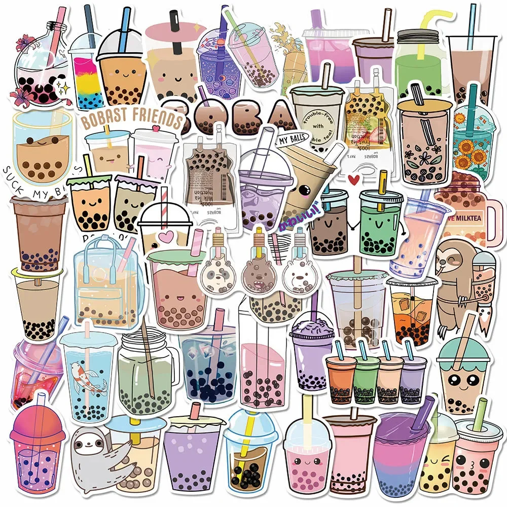 

10/30/50pcs Kawaii Cartoon Bubble Tea Stickers Ins Decorative Decal Scrapbooking Suitcase Laptop Bike Art Sticker for Girls Gift