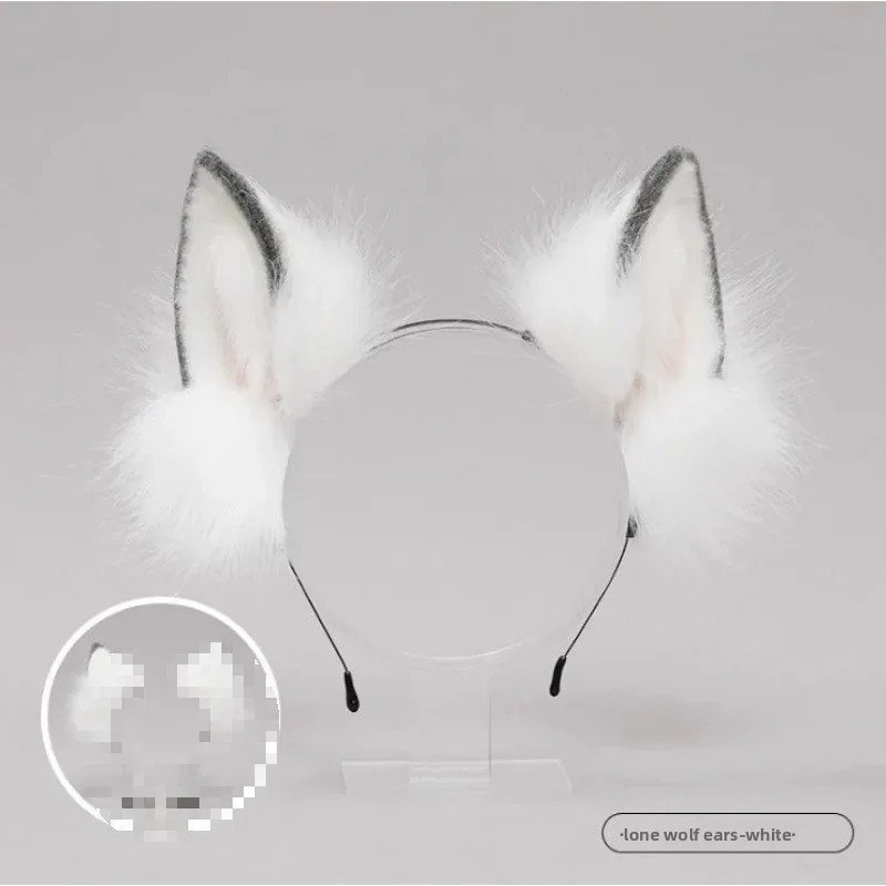 Wolf ear headband-white [concave-convex shape