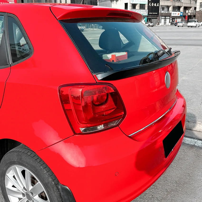 VW 폴로 6R 6C GTI R-라인 2009-2017 자동차 리어 스포일러, 미드 트렁크 립 테일 루프, 미들 테일게이트 윙 스플리터, 블랙 바디 키트