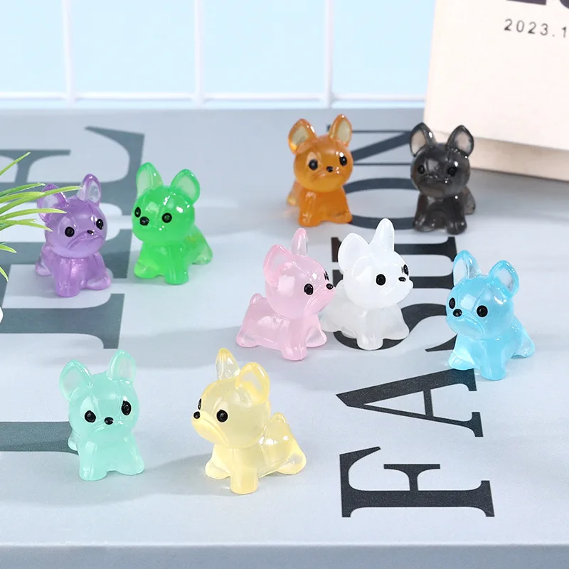 100PCS Mini French Bulldog Night Glow Figurines