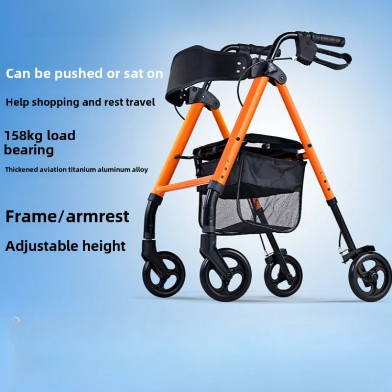 Heavy Duty Rollator Walker Load for 158kg,Lightweight Folding Bariatric Rolling Walker with Extra Wide Seat Elderly Walking Aids 3