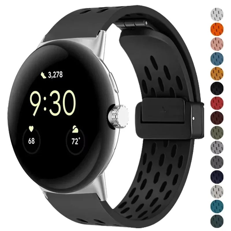 Silicone Magnetic Bracelet for Pixel Watch 41mm - Sporty Smartwatch Band Accessory
