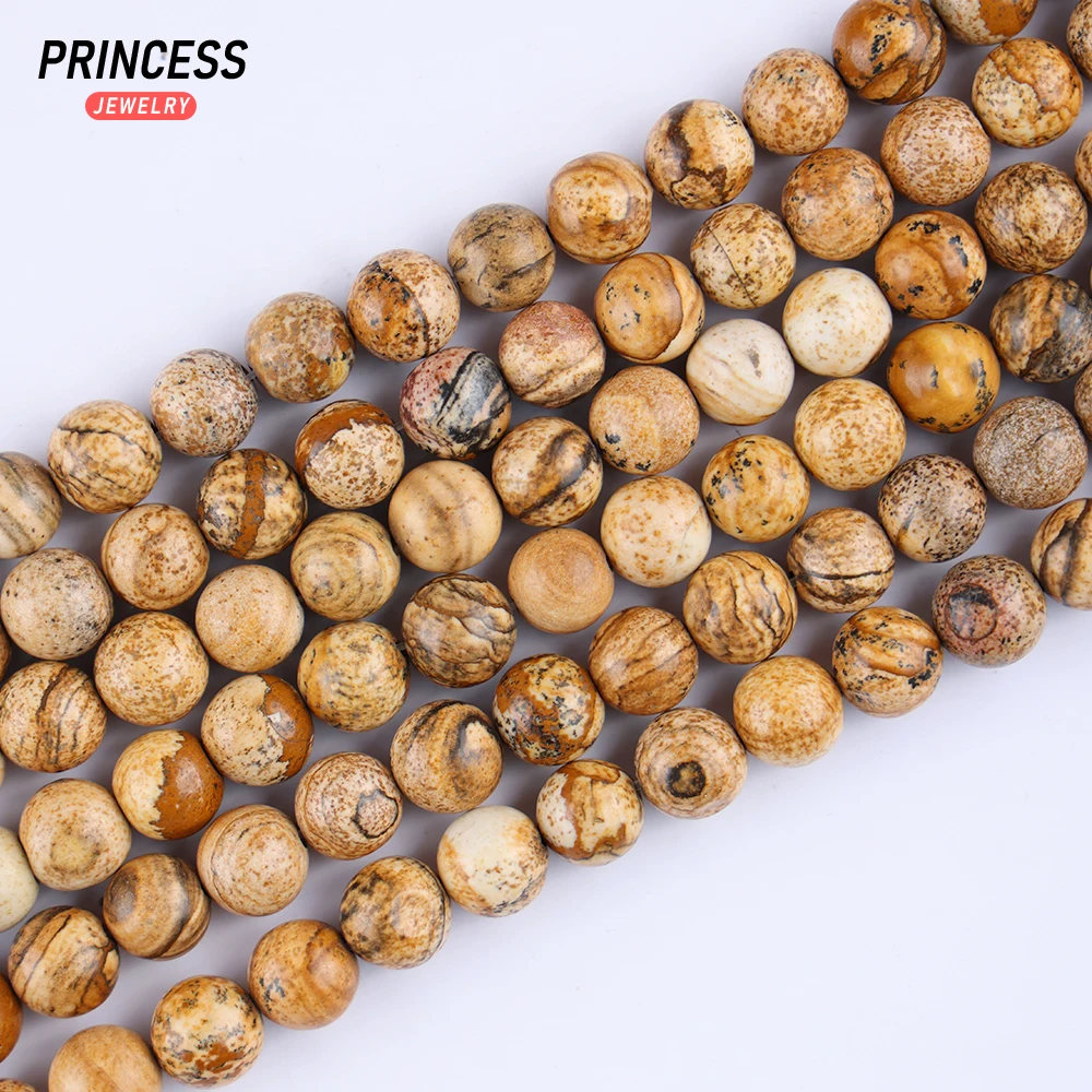 

AA Natural Picture Jasper 4 6 8 10 12mm Stone Beads for Jewelry Making Bracelet Necklace Needlework DIY Accessories